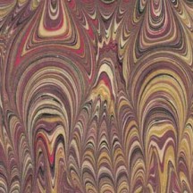 Hand Marbled Paper Soundwave Combed Pattern in Burgundy and Yellow ~ Berretti Marbled Arts